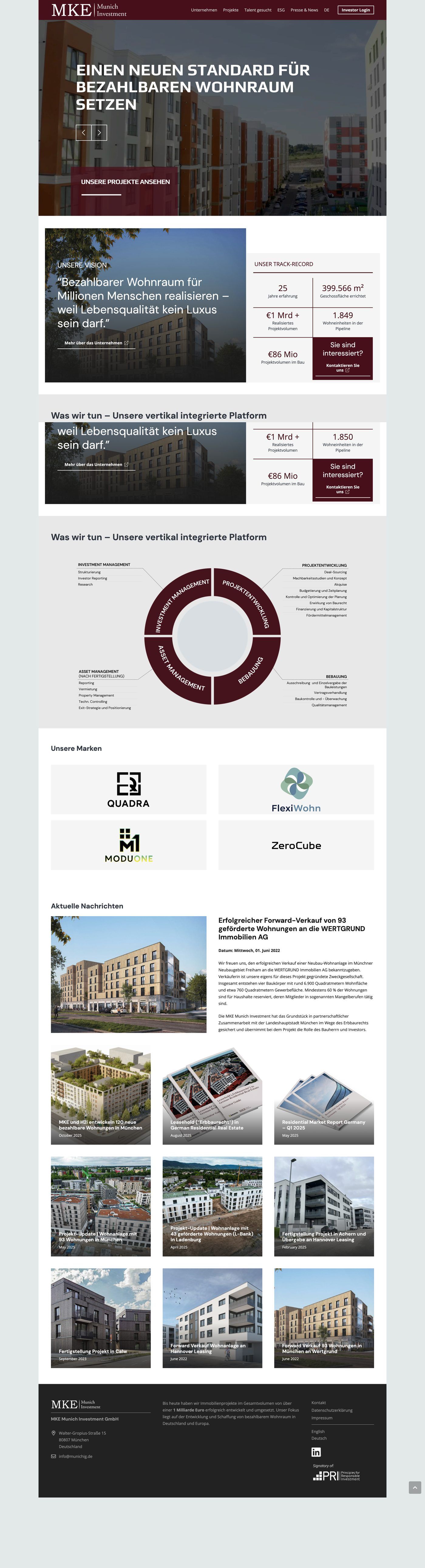 MKE Munich Investment  - Immobilien / Investment Website von 360WebManager