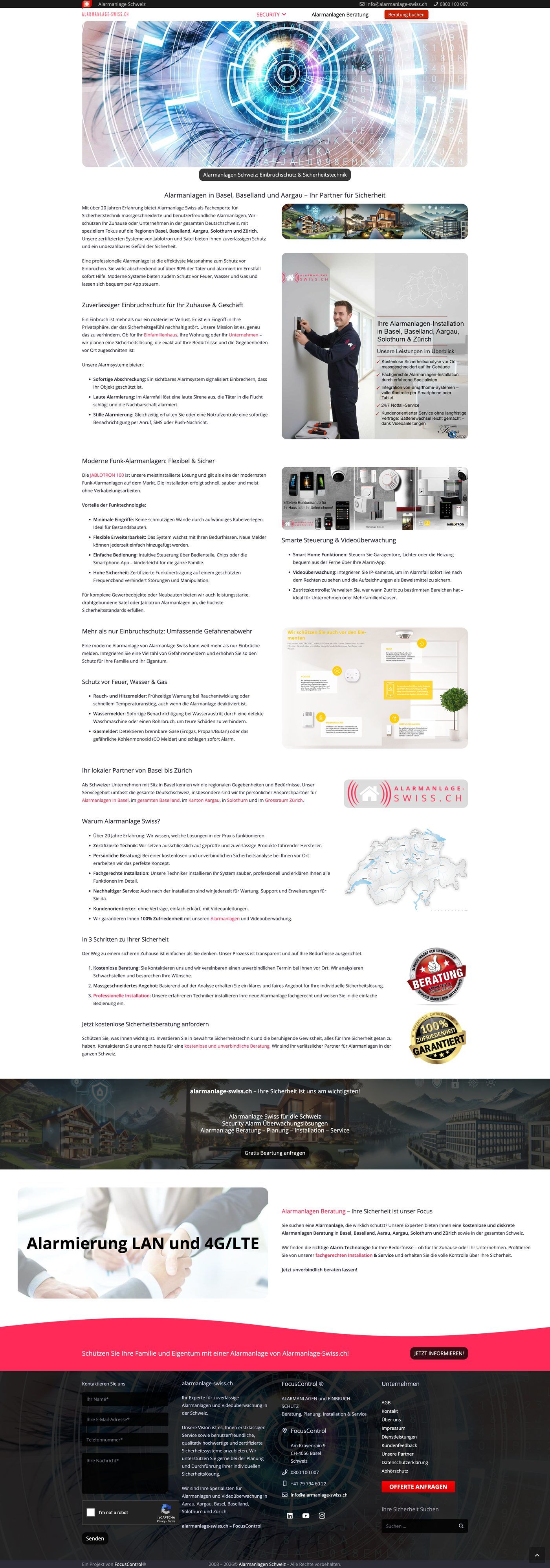 Alarmanlage Swiss  - Sicherheitstechnik / Alarmanlagen Website von 360WebManager
