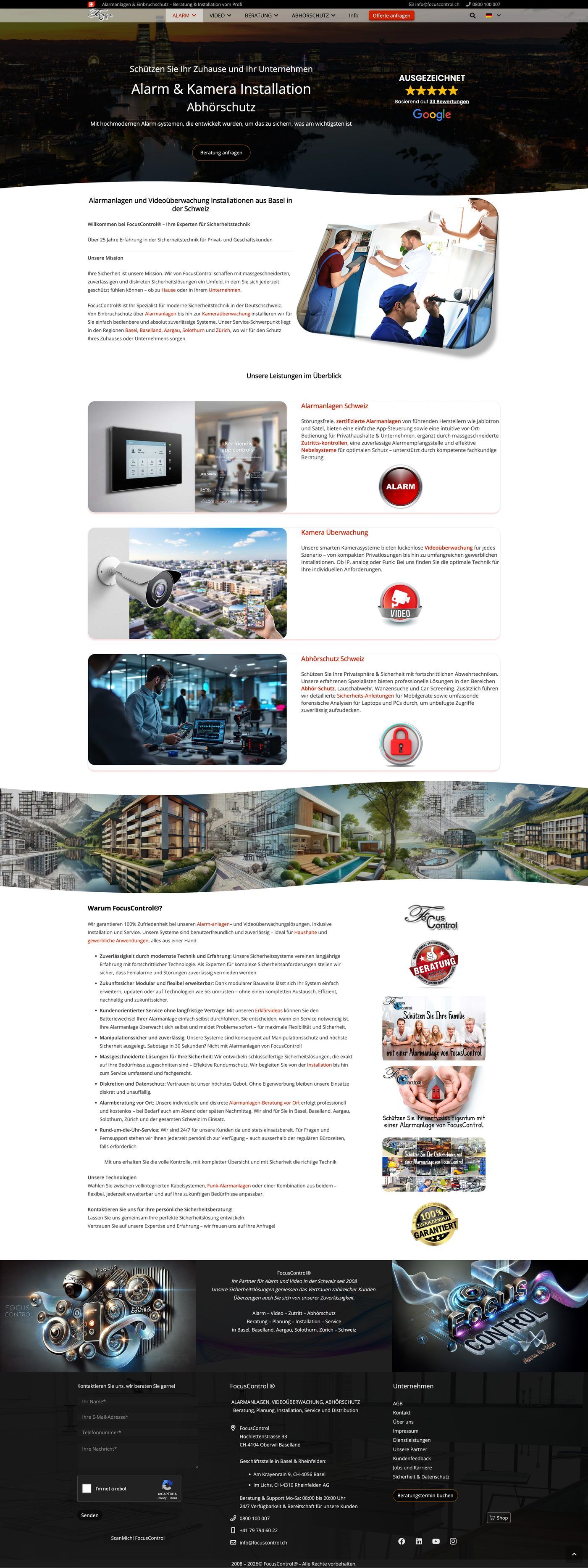 FocusControl  - Sicherheitstechnik Website von 360WebManager