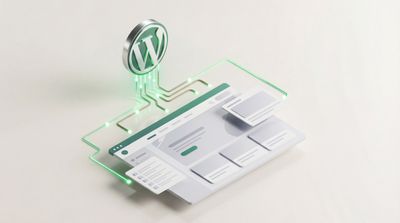 Abstrakte Illustration einer Headless WordPress Architektur mit verbundenen Nodes